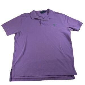 VTG Polo Ralph Lauren mens purple polo shirt. Green pony. Size L. golf, preppy